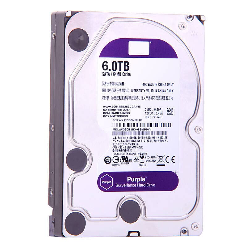 WD Purple 6TB 内蔵ハードドライブ　中古　HDD Western Digital 内蔵ハードディスク 3.5インチ 6TB WD63PURU